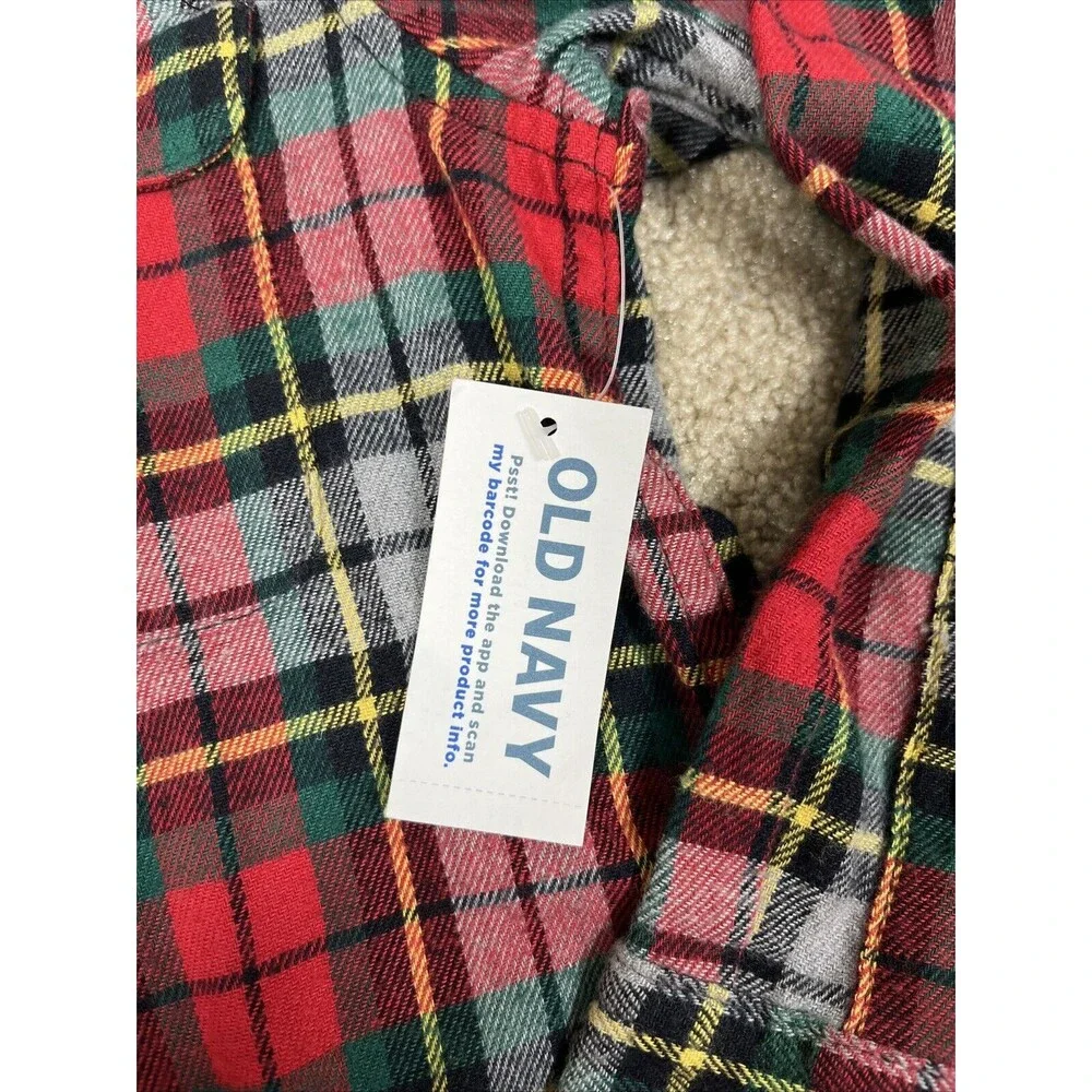 NWT Old Navy Red Tartan Boy's Girl’s Red and Green Flannel Shirt Size‎ XS (5)